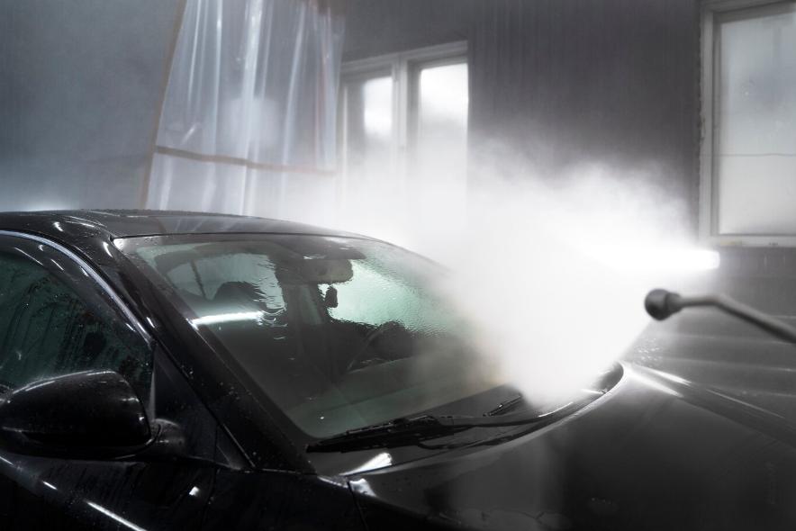 a car at a washing service