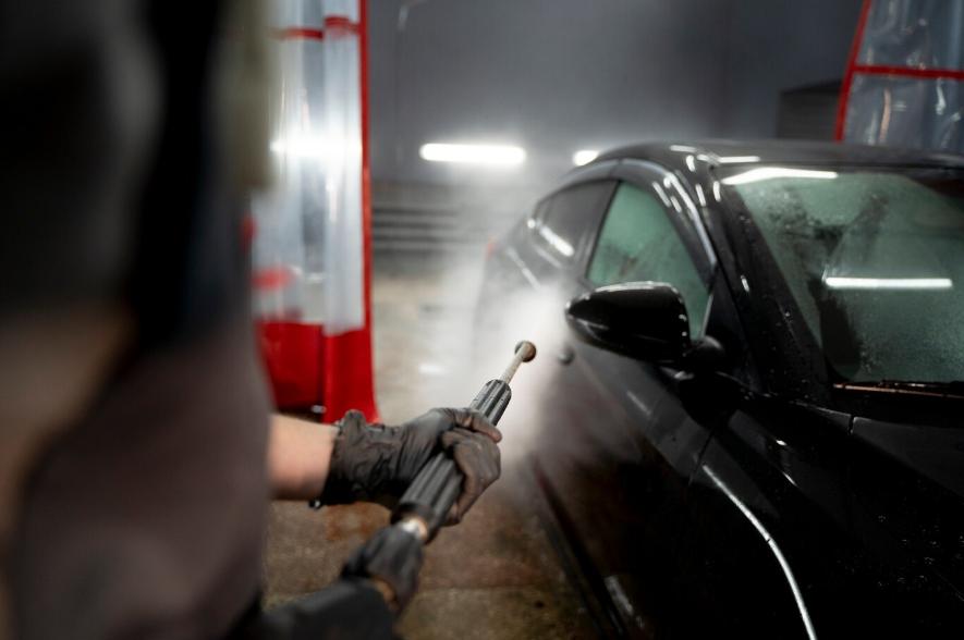 a car at a washing service